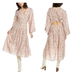 NWOT Vince Dahlia Print Long Sleeve Double V Neck Dress